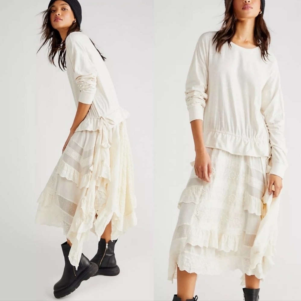 Free People Cream Layered Maxi Dress